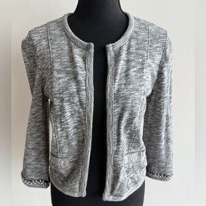 Express Gray Women's Cardigan with Beaded Trim